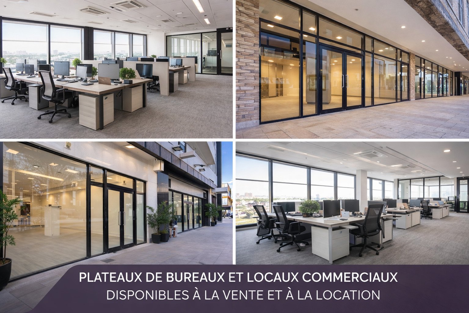 PLATEAUX DE BUREAUX ET LOCAUX COMMERCIAUX DISPONIBLES À LA VENTE ET À LA LOCATION