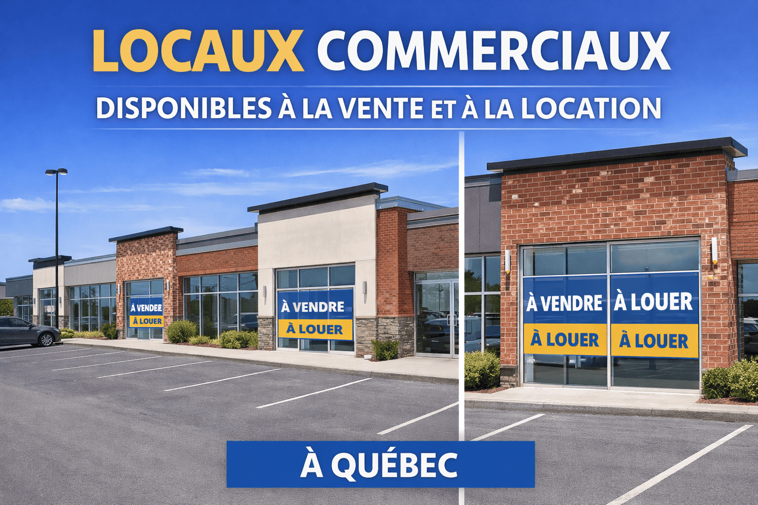 LOCAUX COMMERCIAUX DISPONIBLES À LA VENTE ET À LA LOCATION À CANADA