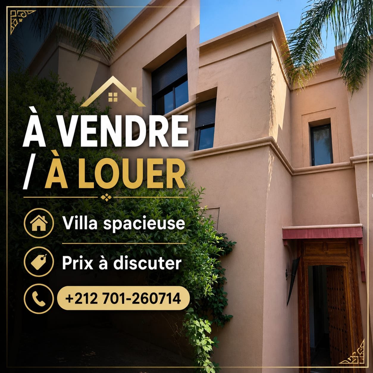 🏡✨ OPPORTUNITÉ RARE – VILLA À VENDRE / À LOUER